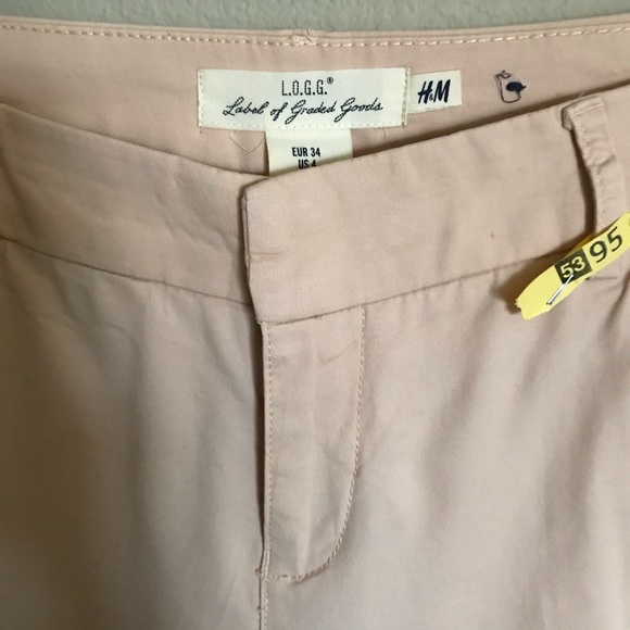H&M L.O.G.G. Blush Pink Stretch Straight Leg Pants - Picture 3 of 5